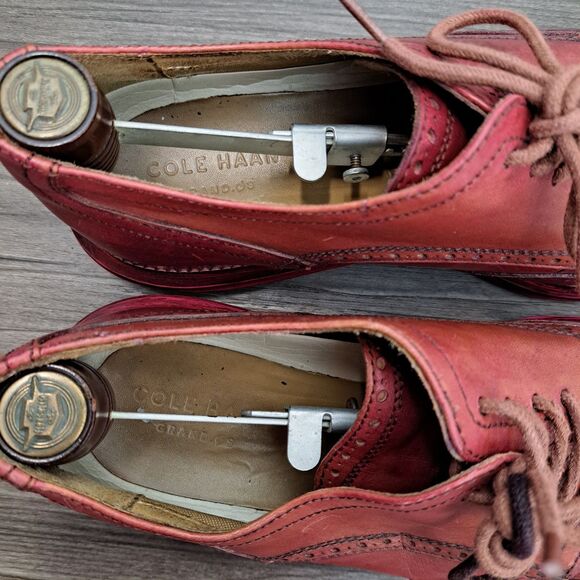 VTG Cole Haan Red Leather Wing Tip Oxford Lace Up Casual Shoes Mens Size 11 M - Picture 5 of 7